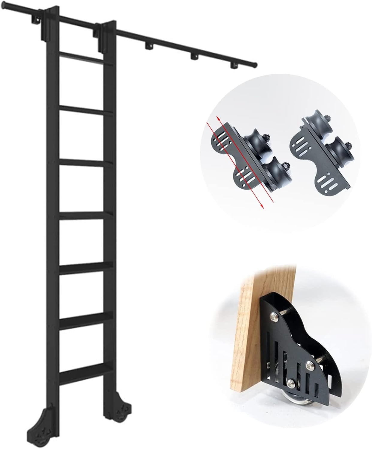 Retractable Sliding Ladder Hardware Full Set ，Library Ladder Mobile