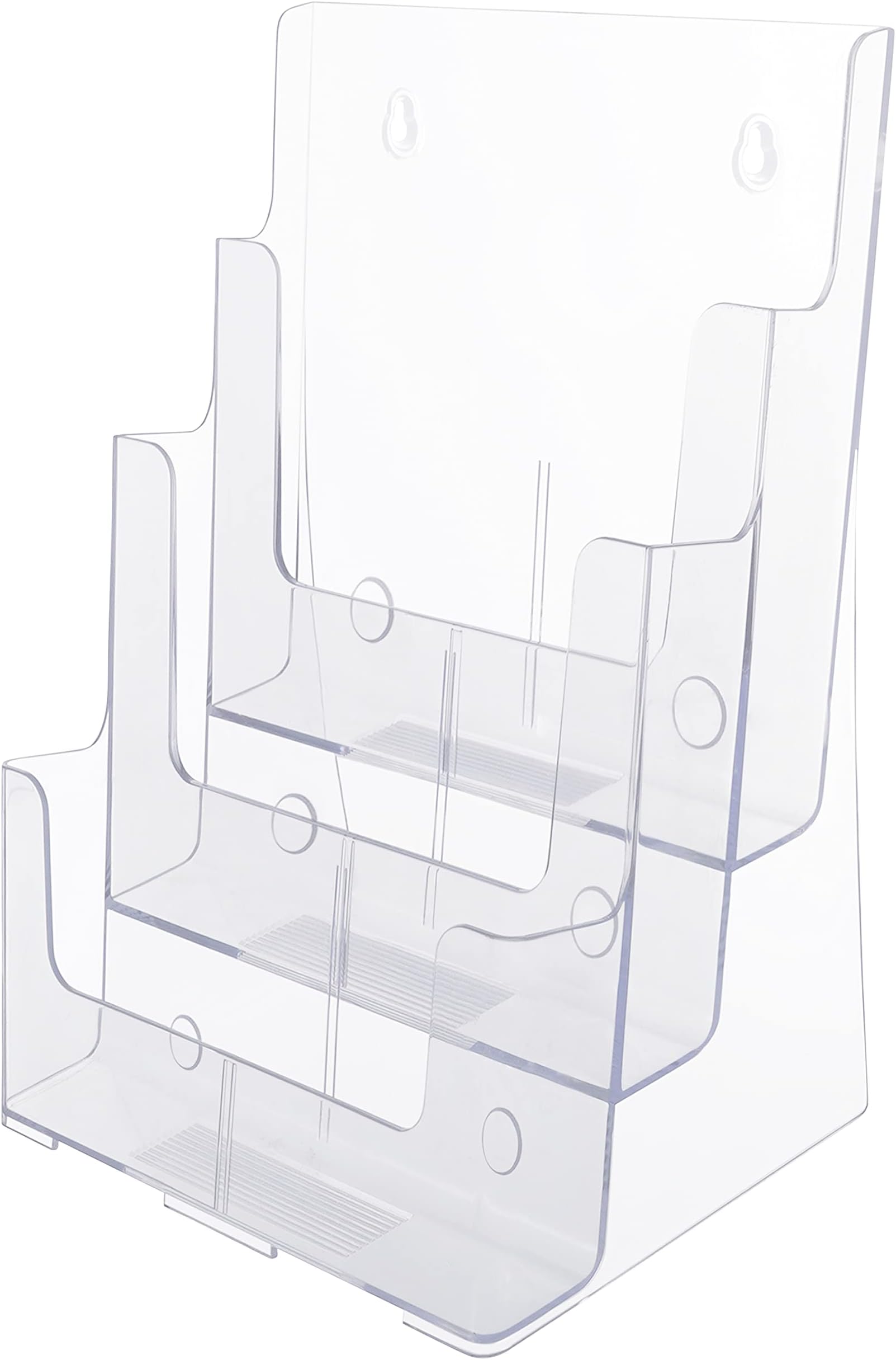 Kurtzy Clear Plastic A4 Brochure Holder - 3-Tier Counter/Desktop & Wall Mounted Portrait Display Stand - Literature, Booklet, Leaflet, Menu, Flyer, Magazine & Pamphlet Holders