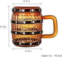 Vista 2 de Vaso de madera en forma de barril de vidrio taza de cerveza con forma de barril de vidrio con tapa