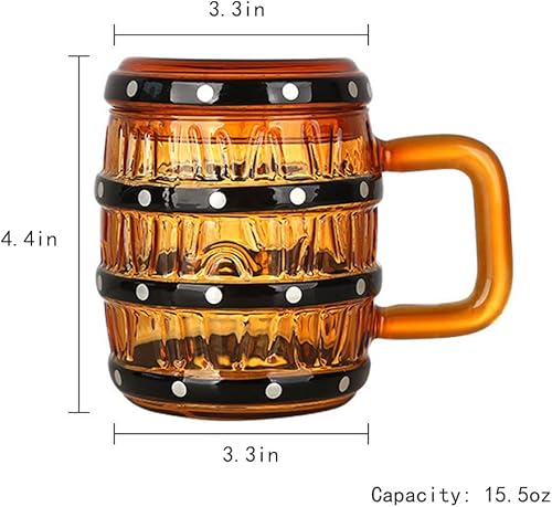 Miniatura 2 de Vaso de madera en forma de barril de vidrio taza de cerveza con forma de barril de vidrio con tapa