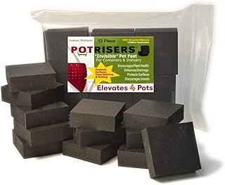 Potrisers PRB2-12 רגלי עציץ בלתי נראות מגביהות עד 4 ע או פסלים לצמחים לשימוש פנימי וחיצוני, 12 יחידות גדול, שחור