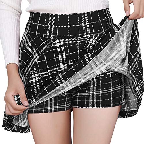 DJT FASHION Shorts for Women Basic Versatile Skorts Casual Stretchy Flared Skater Golf Tennis Mini Skirts with Shorts