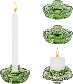 Mushroom-Shaped Candle Holders Set of 4 for Table Centerpiece, Glass Tealight Candlestick Holder for Wedding Party Decor, Vintage Tea Lights Candle Holder for Home Decoration Green