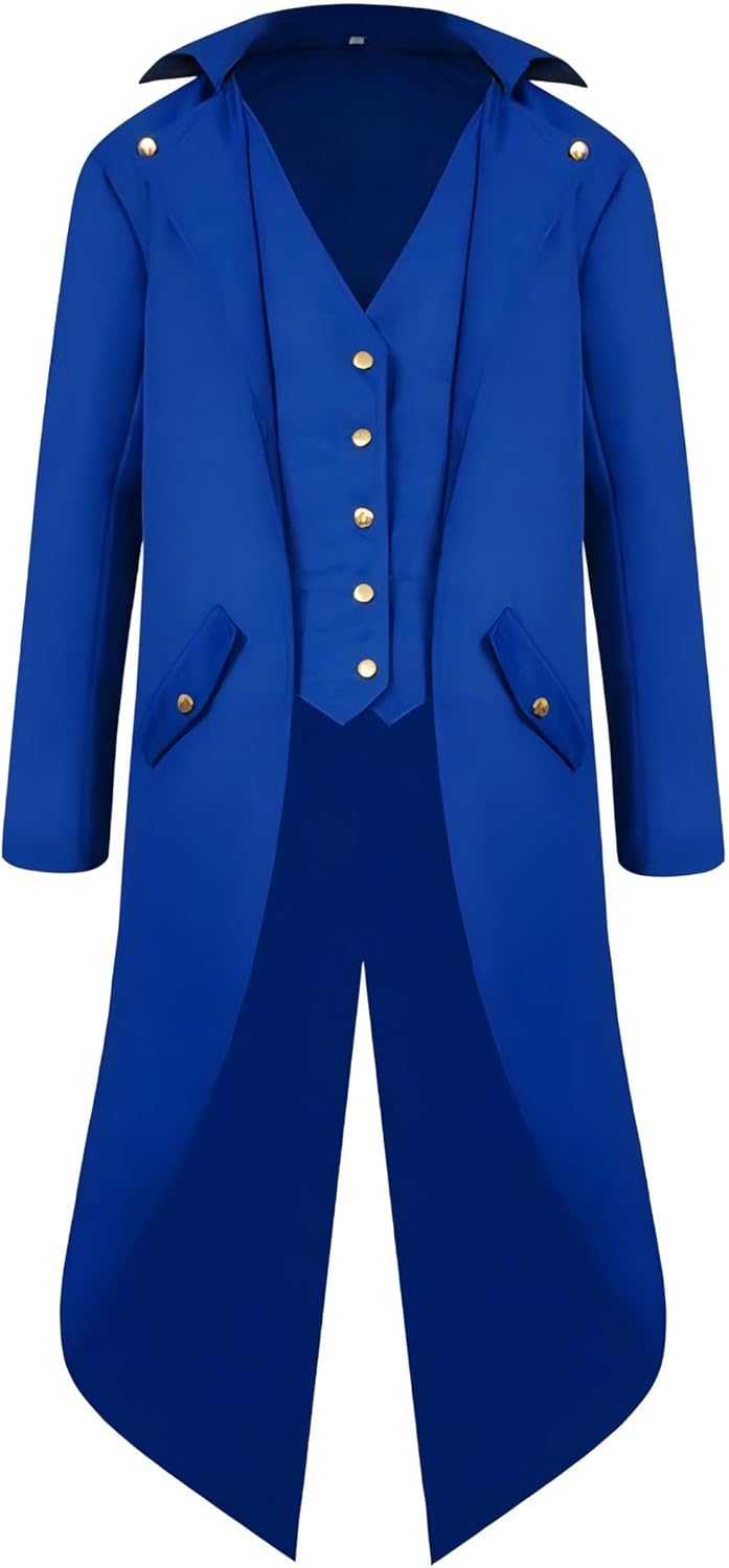 Medieval Clothing Costume,Steampunk Coat Tailcoat Men,Halloween Renaissance Vampire Costumes for Adults - Image 2