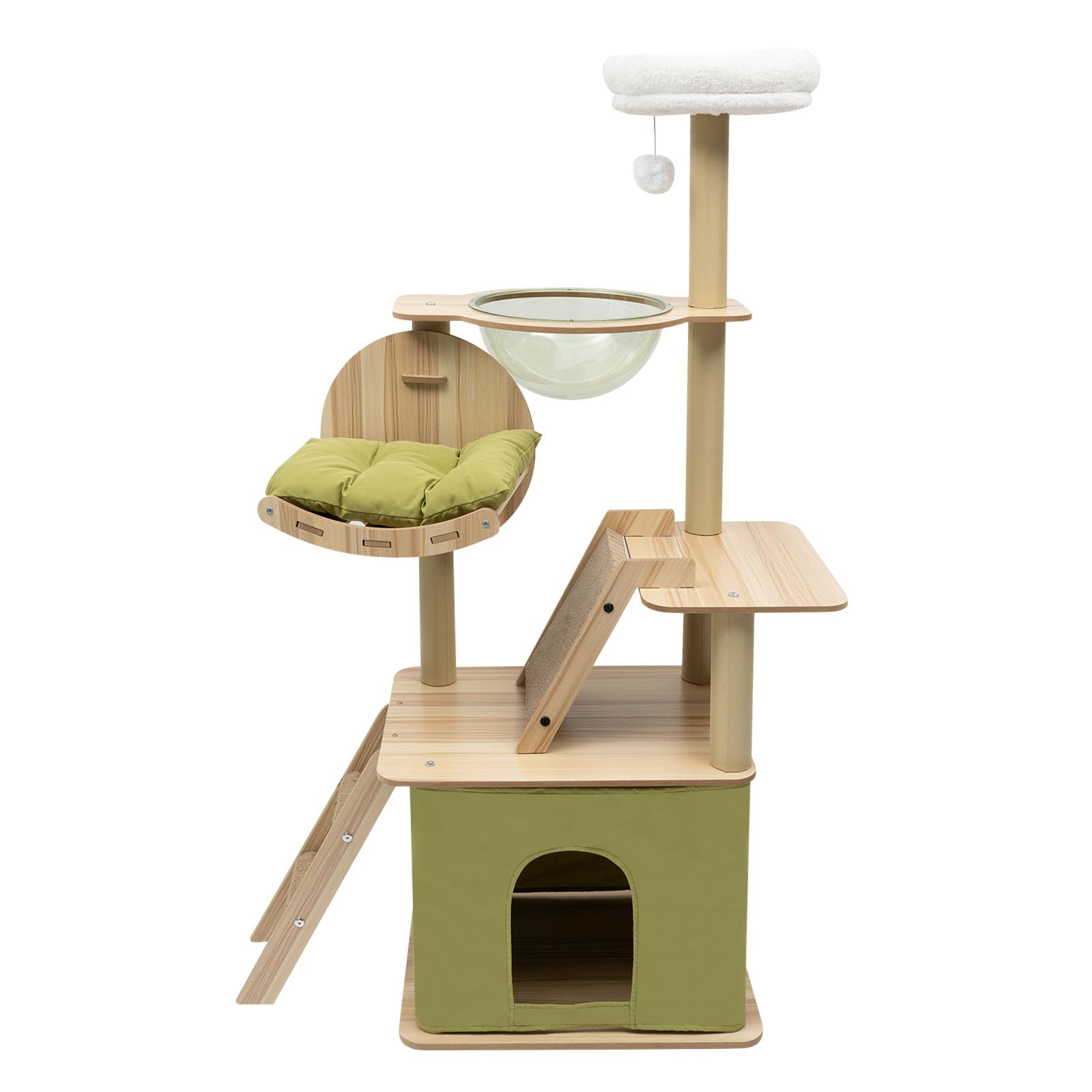 Rascador de gato Rascador Multicapa Cattentower con Cápsula Transparente Habitación Casa de Gatos, Cómodo Nido de Gato y Juguetes