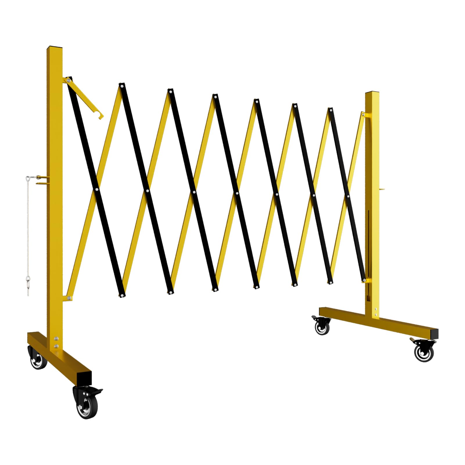 Verkehrssperre mit Rollen, Verstellbare Metall-Sperre, Klappbares Sicherheitsgitter, Teleskopisches Zaun für Baubereiche und Verkehrskontrolle (3,35 m)