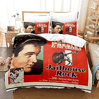 PTNQAZ Elvis Presley Bedding Set 3D Printed Comfortable Duvet Cover Set With Pillowcases Bed Set Bed Linen Bedclothes Home Textile (Double,1)