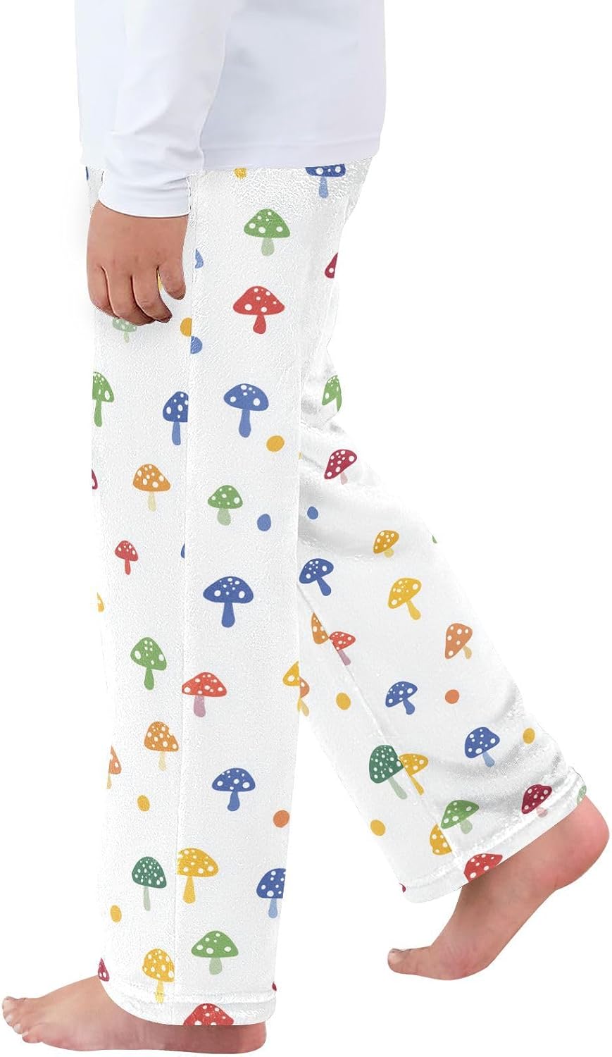 visesunny Colorful Mushrooms Pattern Boys Pants for Kids Fleece Bottoms Long Jogger Pants Trousers with Pockets Size 6-14Y