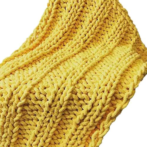 Miniatura 2 de Hilo de chenilla de 8.82 oz/8 onzas, 100% poliéster, hilo grueso vegano, hilo de felpilla de punto amarillo jumbo, para tapete de mascotas, sombrero