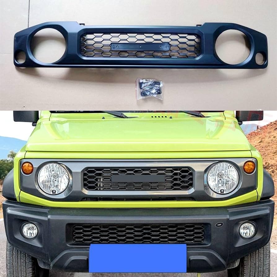スムージンググリル エアロ】ジムニーシエラ用フロントバンパー、フロントグリルに新