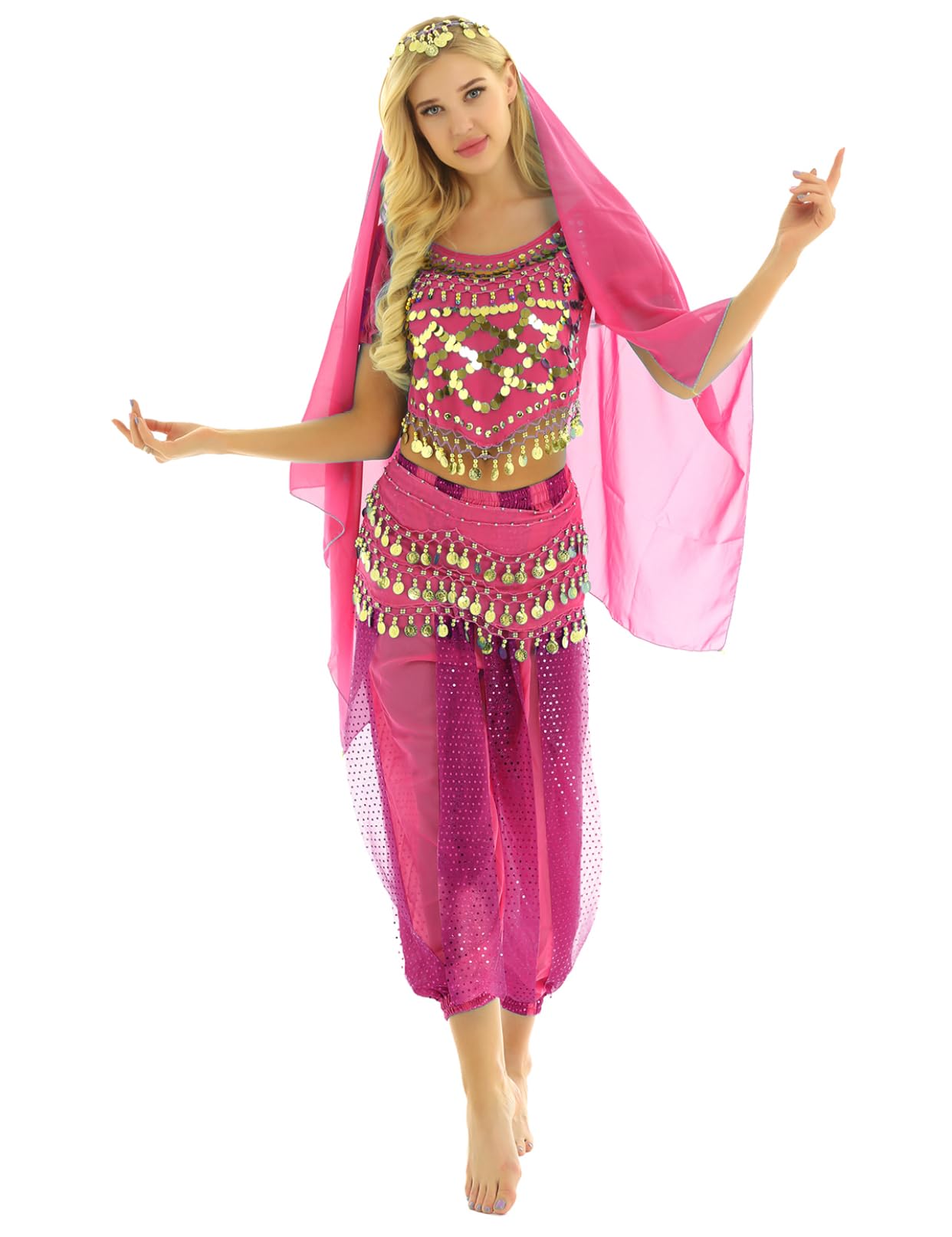 Womens Belly Dance Costumes Indian Bollywood Halloween Carnival Stage Performance Fancy Dress Outfit