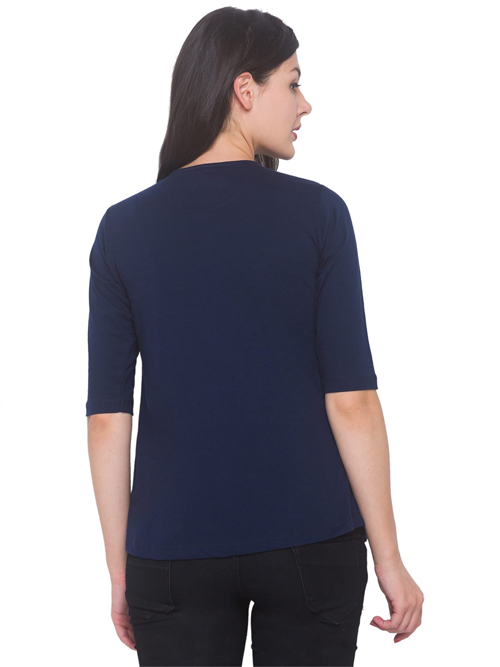 AV2 Women's Cotton Nightwear Maternity Feeding Nursing Regular Fit Tunic Top (Navyblue,M)