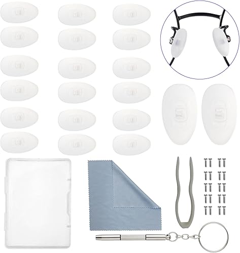 Almohadilla de nariz para gafas, 10 pares de almohadillas de nariz de repuesto con silicona suave de cero grados, kit de reparación de cristales con