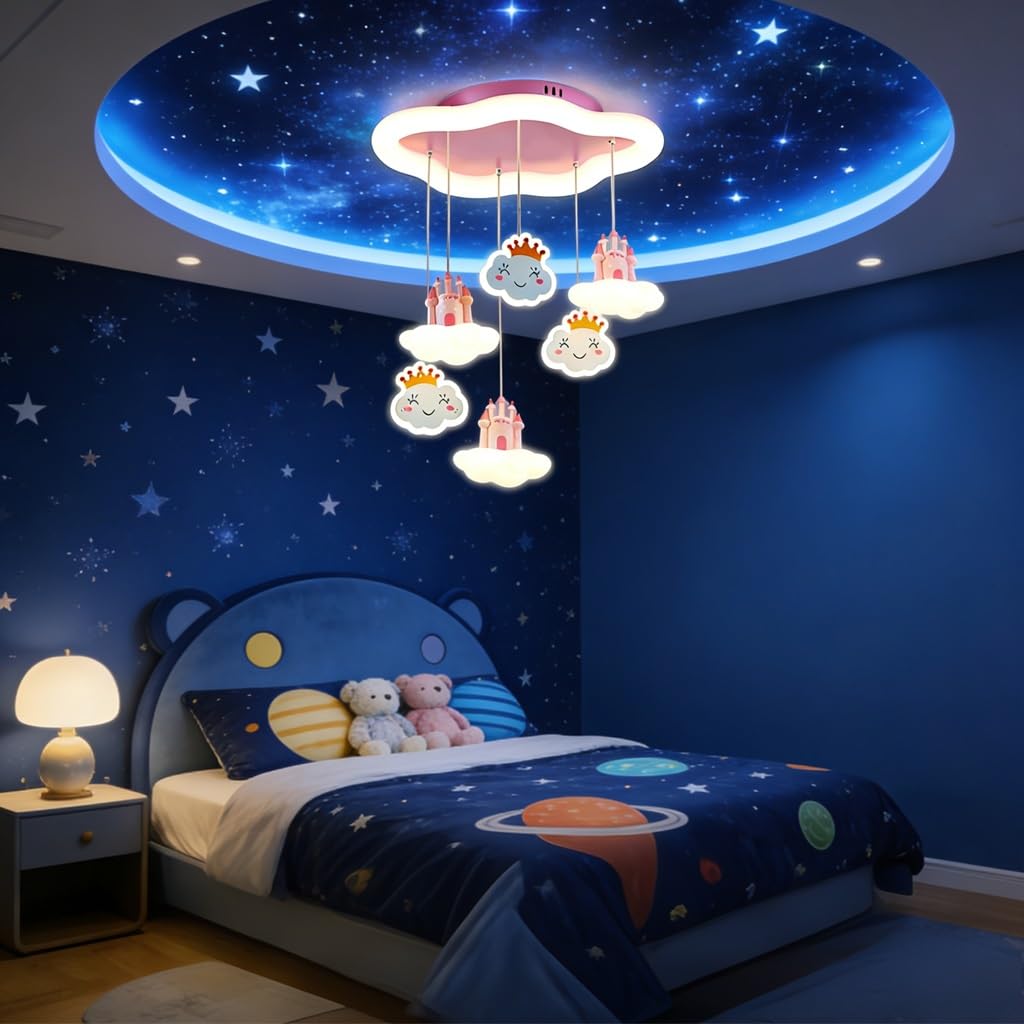 Kinderzimmer Deckenleuchte LED Wolke Schloss Einhorn Dimmbar Deckenlampe 3 Farbtemperaturen Kinderlampe Für Mädchen Jungen Modern Kinderzimmerlampe Für Spielzimmer Schlafzimmer