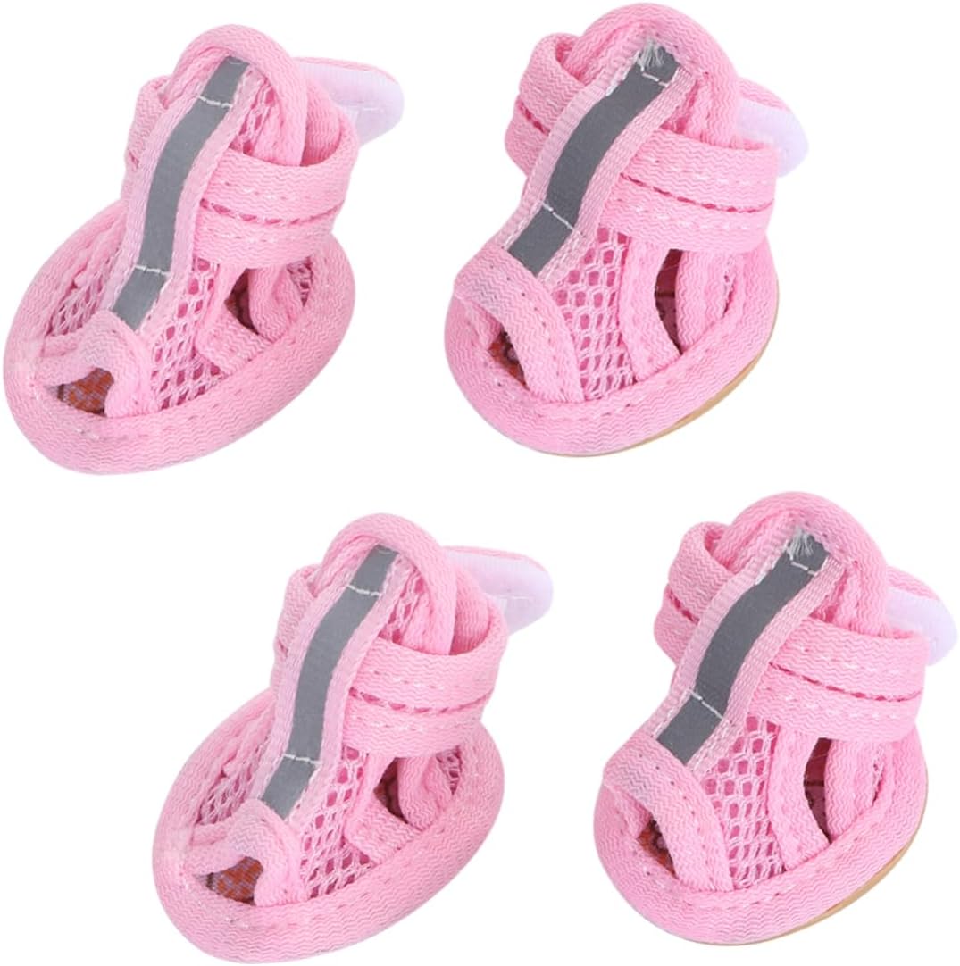 YARNOW4pcs Pet Supplies Booties for Dogs Paws Breathable Shoes Pet Shoes for Dogs Pet Stuff Dog Shoes for Mesh Dog Shoes Dog Boots Sneakers Pet Dog Shoes Small Dog Pink Sandals