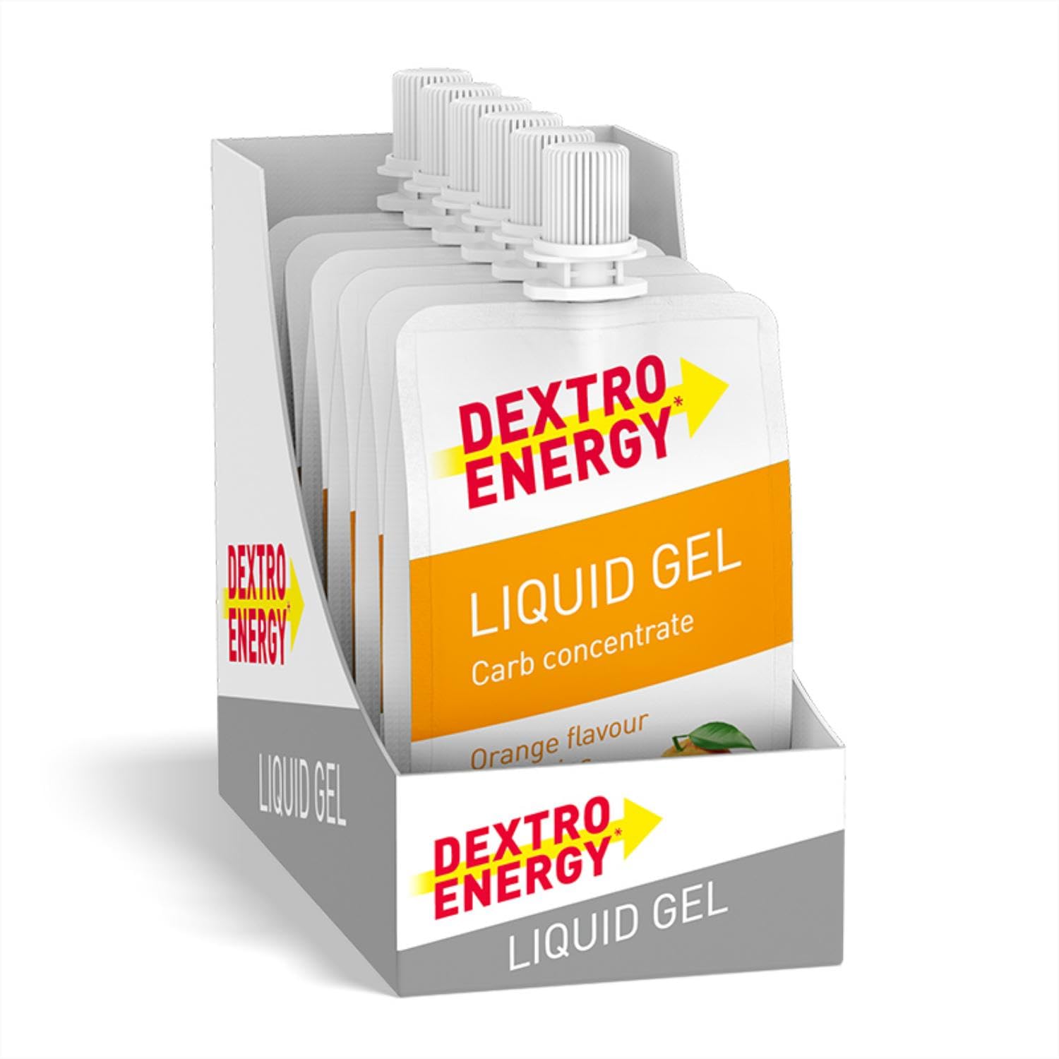 Energy Gel | 6 Pack | High Carb Gel with 28g of Carbohydrates| Liquid Burst of Energy | Non-Sticky Energy Gel Orange |For Running or Cycling | Vegan