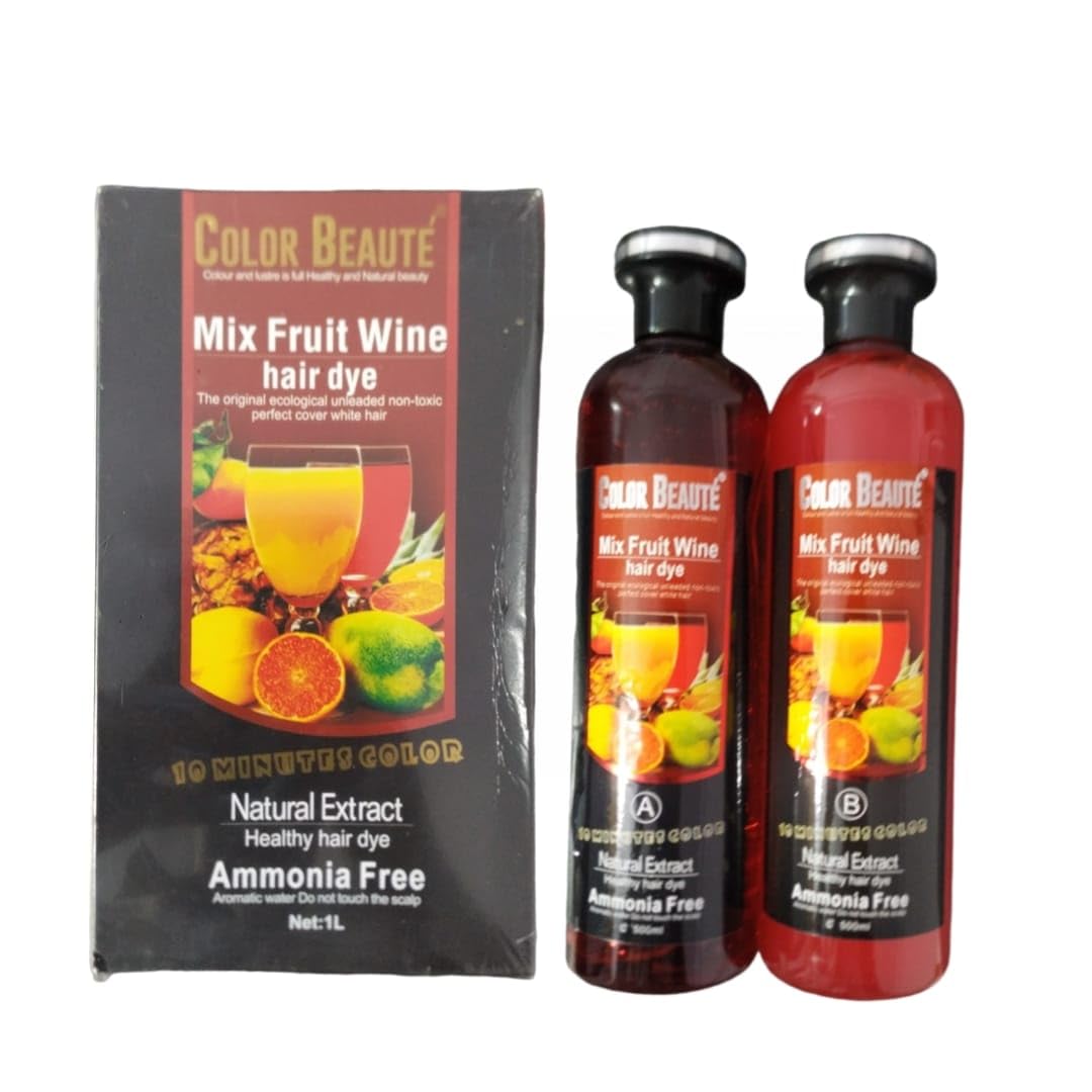 Mix Fruit Wine Hair Dye Gel for Men, Women Natural Organic Hair Color for Hair Dye Use (500ml x 2)- Black