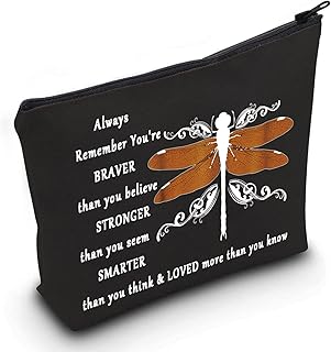 LEVLO Scotland Dragonfly Cosmetic Make up Bag Movie Inspired Gifts You Are Braver Stronger Smarter Than You Think Makeup Zipper Pouch Bag For Women Girls, Out-lander Black, Make Up Bag