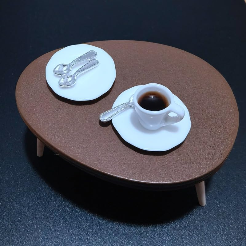 Taza de café en miniatura a escala 1:12 con cuchara, accesorio de escena de casa de muñecas para mesa de verano, exhibición de escritorio, taza de resina realista para decoración pequeña temática de 4