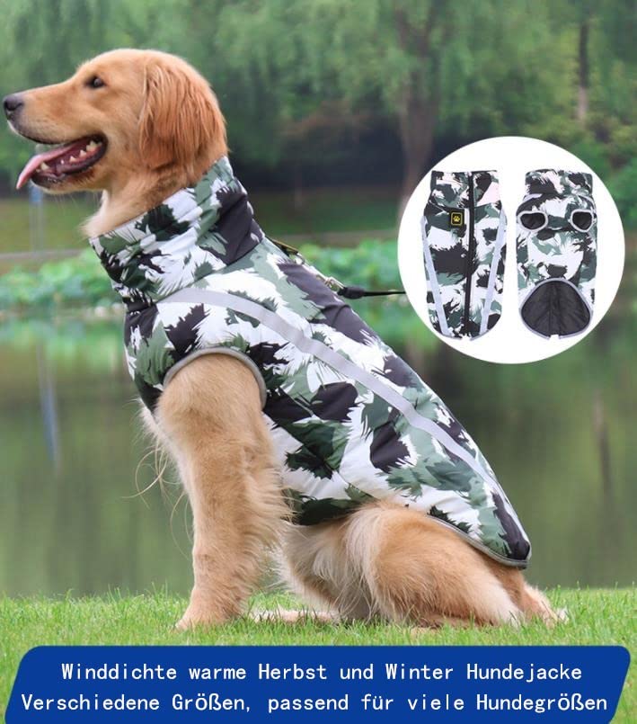 Voarge Winddicht Hundemantel Winter, Reflektierender Streifen Design, Wasserdichter Hundeweste Winddichte Haustierkleidung Einteiler für Hunde, für Kaltes Wetter (XL)