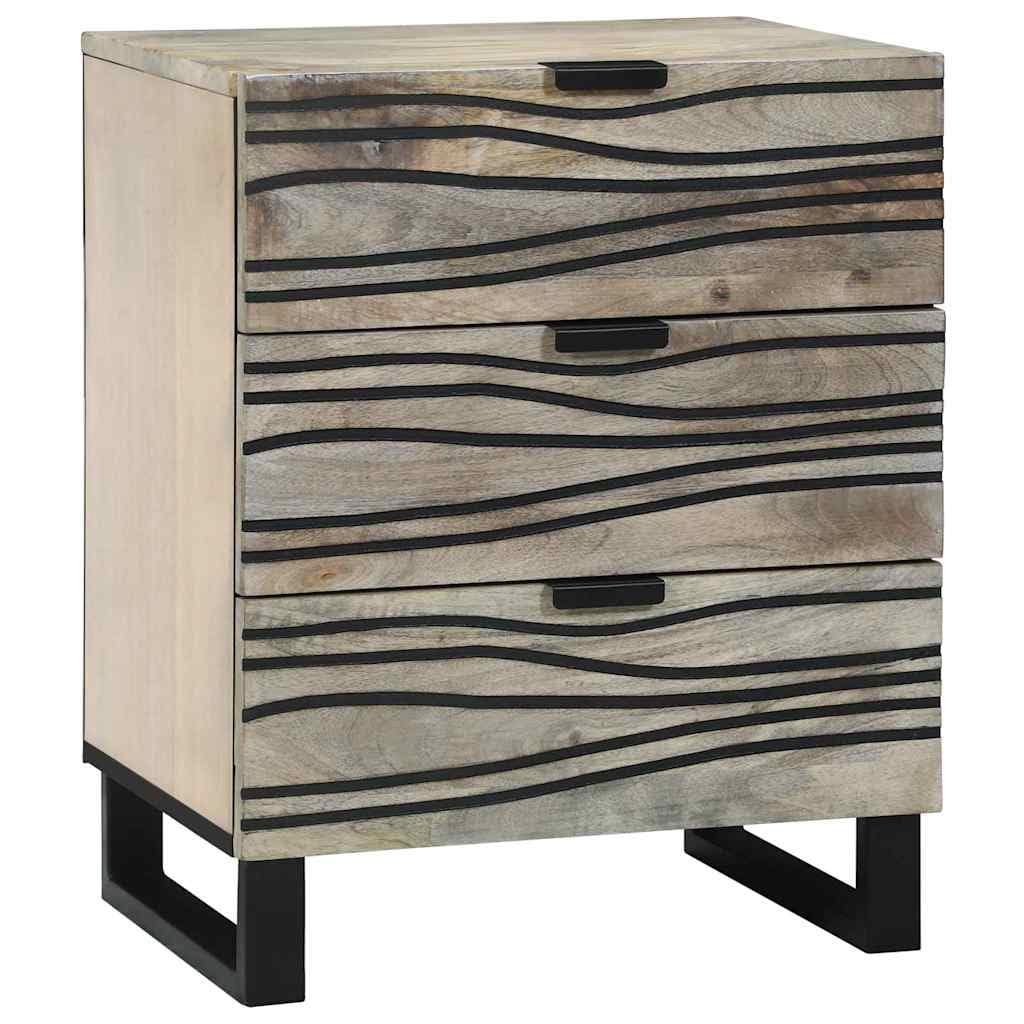 Table de nuit en bois d'acacia massif blanc et noir 50x33x62 cm pour chambre