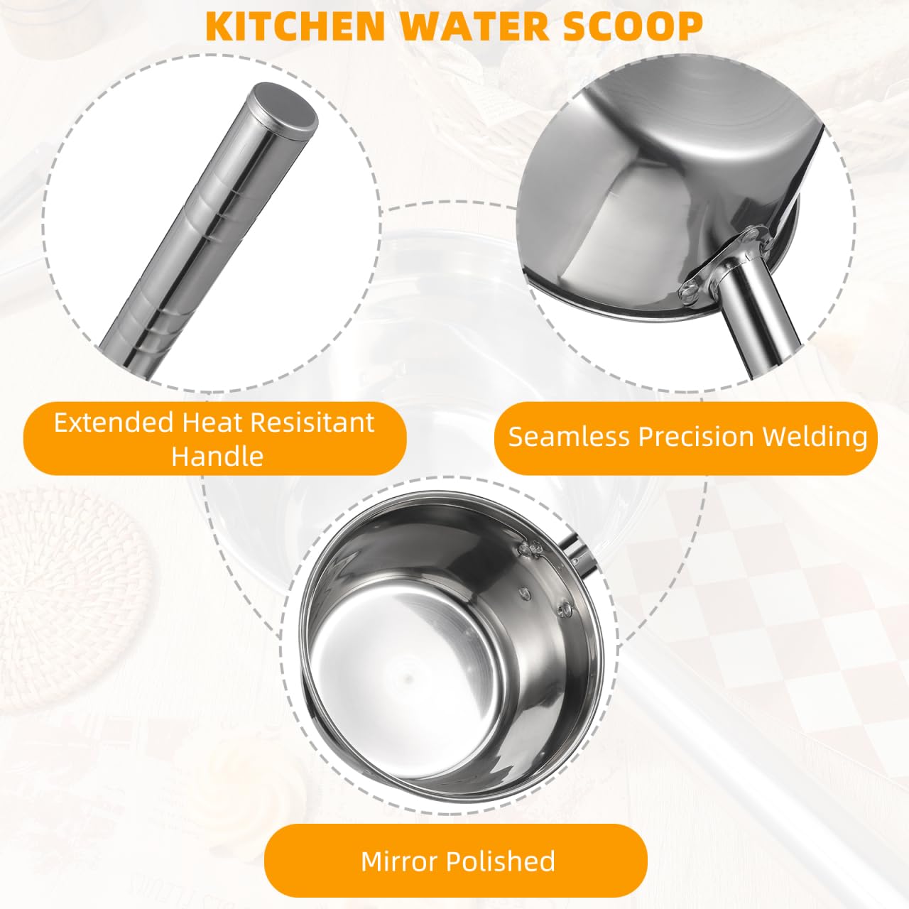 Veemoon Mestolo in acciaio inox, 1 litro, con manico lungo 16 cm, mestolo di alta qualità, ideale per cucina e giardino, lavabile in lavastoviglie, perfetto accessorio da cucina per zuppe e salse