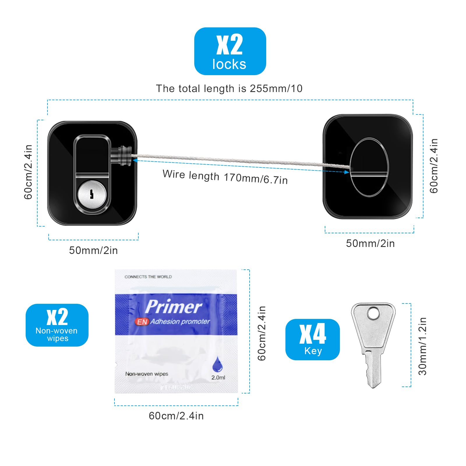 2 Lucchetti Frigorifero Con Chiave - Blocco Sicurezza Bambini Per Finestre E Armadi - Foto 7