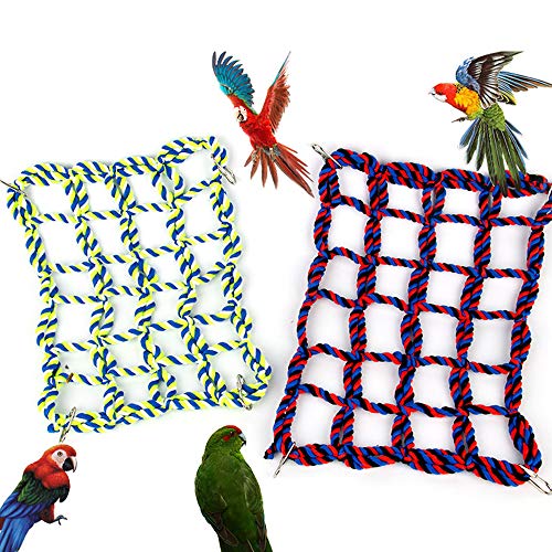 Red de Cuerda de Escalada para Loros, Hamaca, Jaula para pájaros, Juguetes para Masticar o Jugar en el Gimnasio o Hacer Columpio, Juguete para hámster, decoración para periquitos Cover