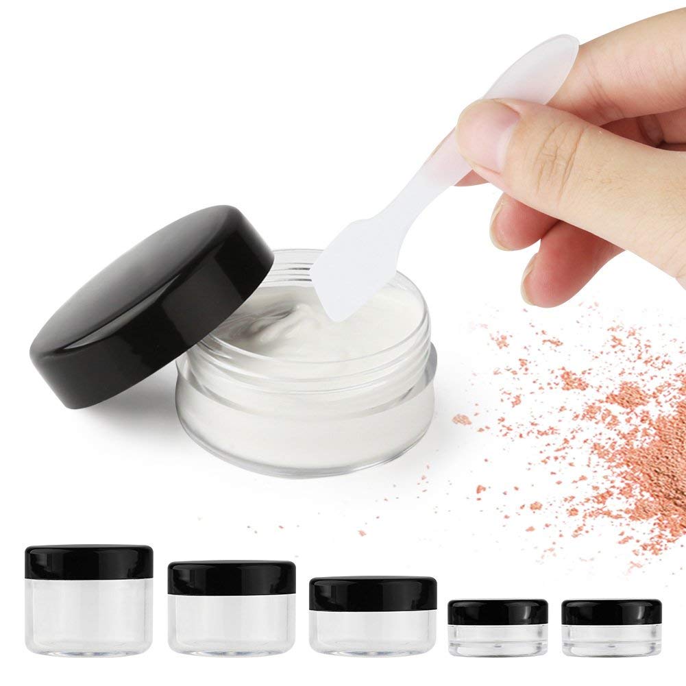 Accmor Zestaw 25 słoików akrylowych z pokrywkami 3/5/10/15/20 g z 5 mini szpatułkami na prezent, 25 szt, 25 Pcs