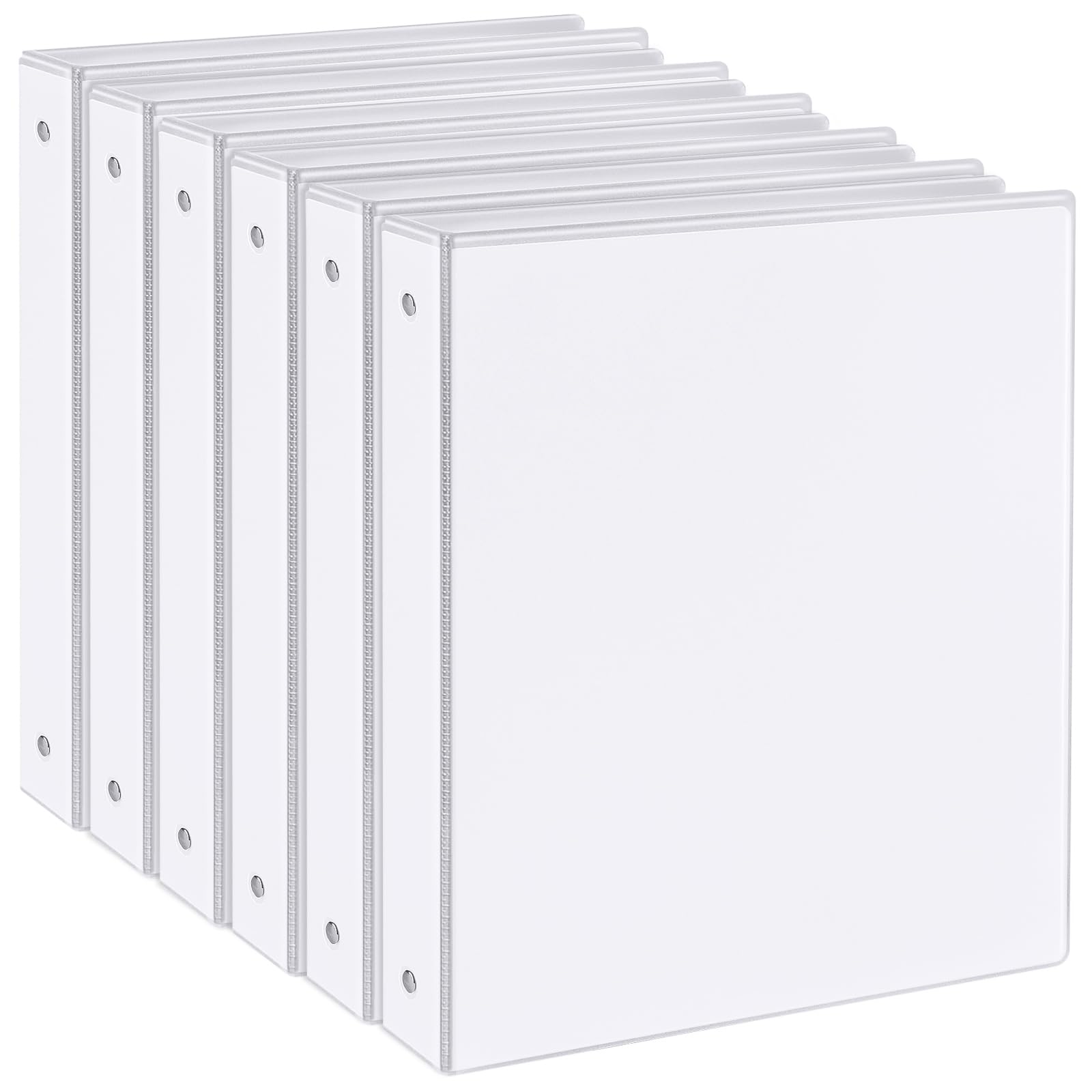 1 Inch Binders 3 Ring, 6 Pack White Clear View Cover 3 Ring Binders for School, 2 Interior Pockets, Heavy Duty Round Ring Binders, Notebook Binder for Office, Home Supplies