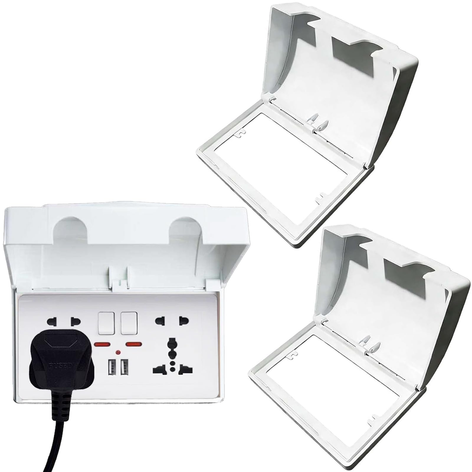 3 Pcs Double Plug Sockets, Plug Socket Covers UK Sockets Covers, Durable Plugs Cover for Socket UK Plugs Cover Suitable for Bedroom Living Room Kitchens (White)