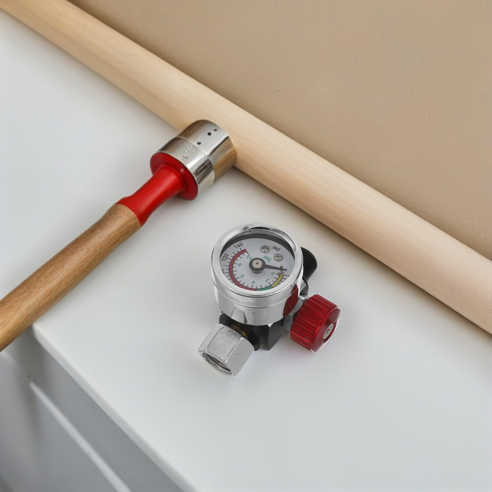 ibasenice Sprühdruckregler mit Manometer aus Metall für Luftkompressor