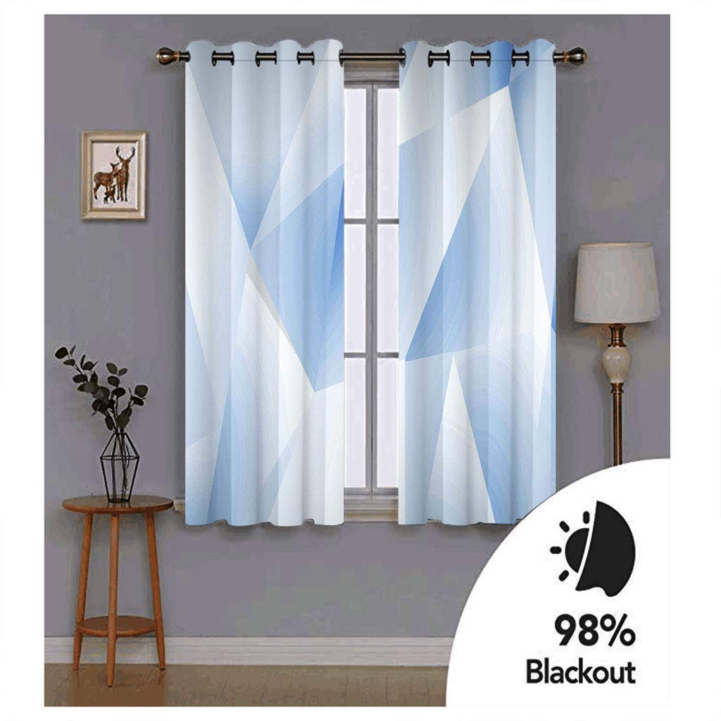 Rideaux Occultants Thermique Phonique Géométrique Frais Bleu Et Blanc 234X230Cm Rideau Fenetre Salon Moderne À Oeillets Lot De 2 Rideau Chambre Enfant Fille Garcon Adulte Rideaux Et Draperies Intér
