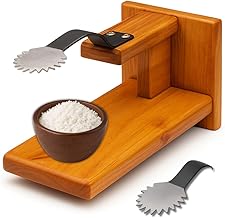 YATTA Traditional Coconut Scraper Manual with Extra Blade | Polished Wooden Table-Top Design | Easy to Use Handheld Coconut Grater | Chirava Grater Thengai Thuruvi
