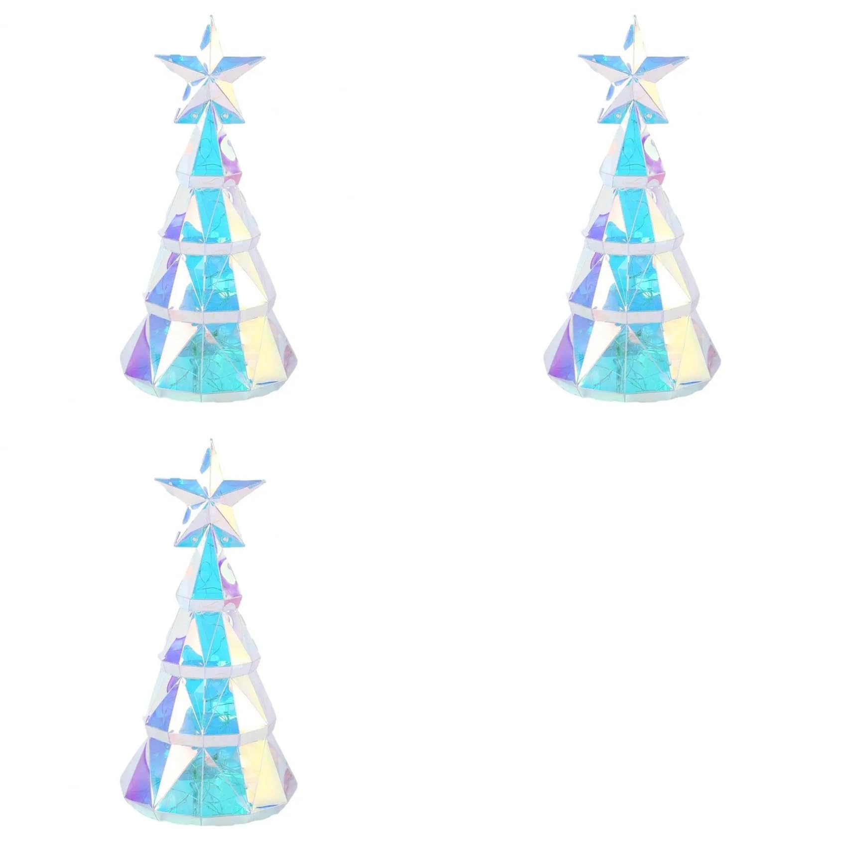 3X Adorno de Luz Navideña, Figura de Árbol de Navidad Colorida Alimentada por USB con Estrella, Centro de Mesa Hecho A Mano para Navidad