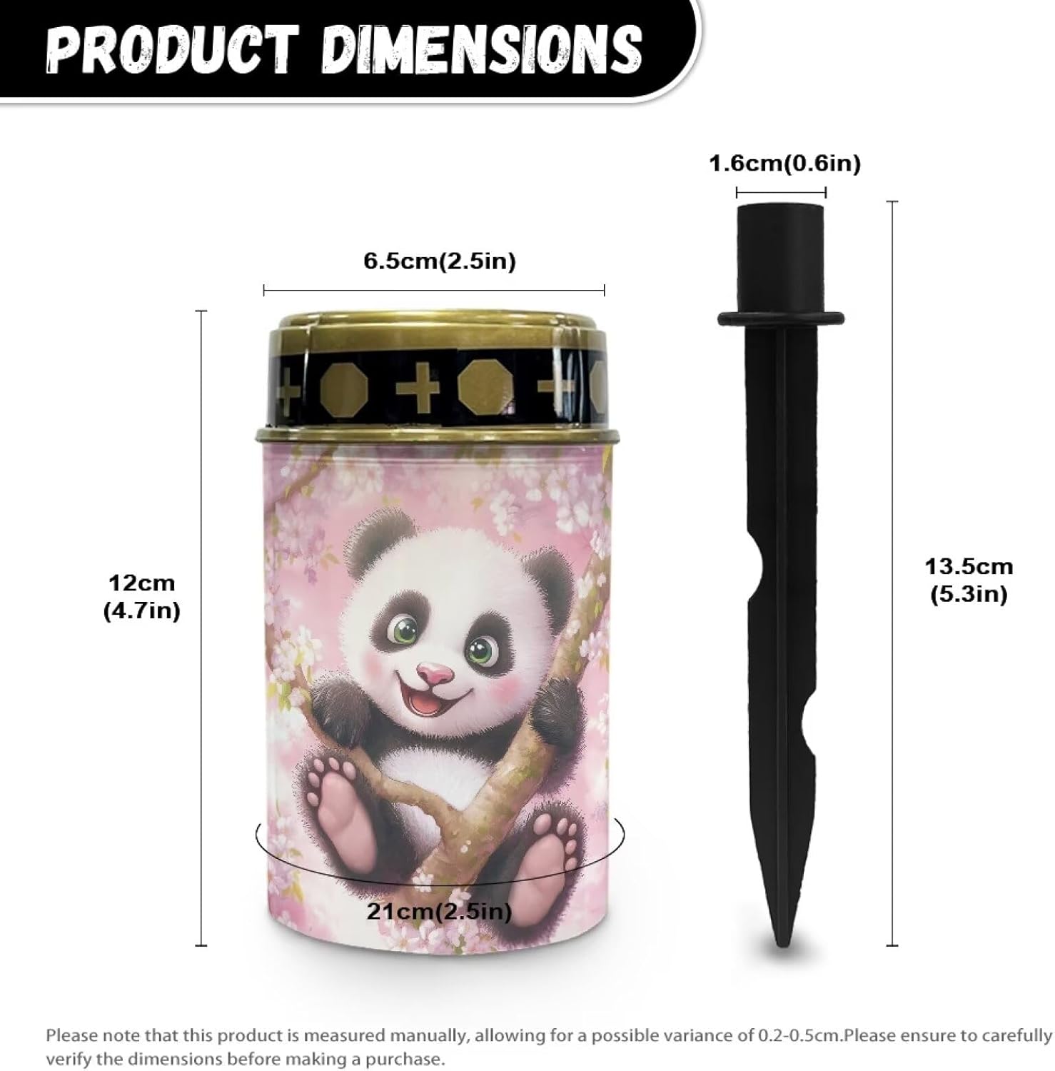Cute Panda Cemetery Solar Lights Waterproof LED Flameless Candle Landscape Stake Lights Cemetery Decorations for Grave Automatic Solar Light Sympathy Gifts 2 Pcs