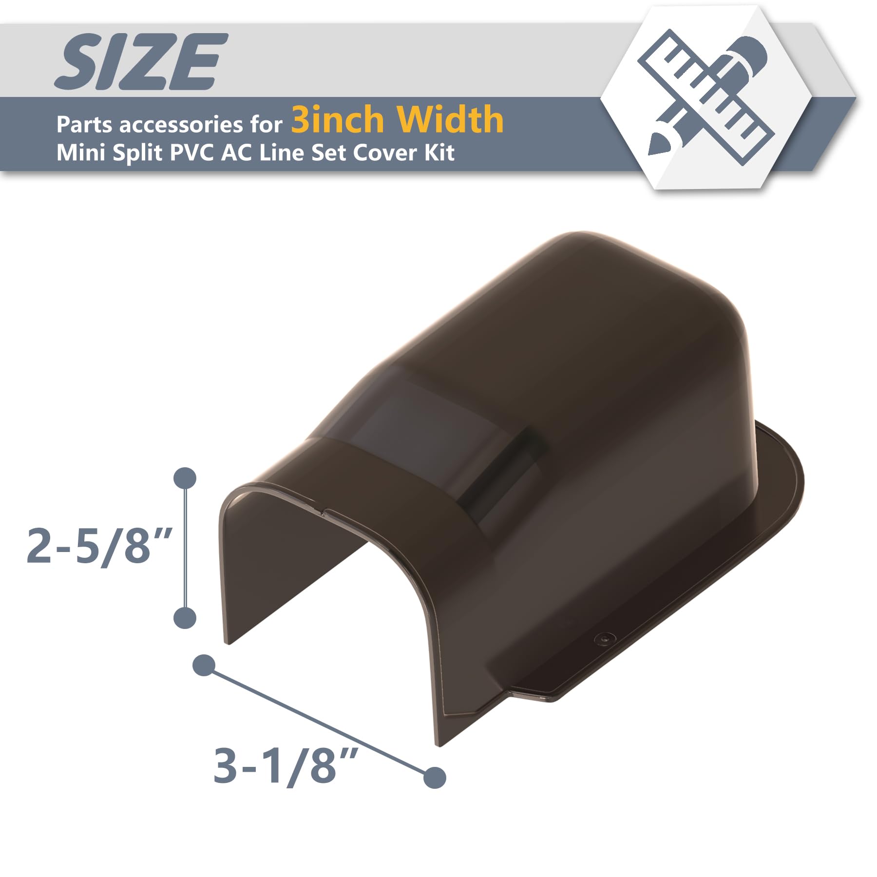 Tapa de entrada de pared de 3 pulgadas de ancho, accesorios de mini línea dividida, kit de cubierta para aire acondicionado mini split sin conductos, aire acondicionado central y sistema de 2