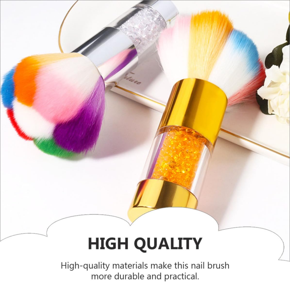 Professional Nail Cleaner Brush with Silver Diamond Handle, Convenient Portable Manicure Tool Featuring Soft Nylon Bristles and Sturdy Abs Plastic for Easy Nail Powder Cleaning image 5