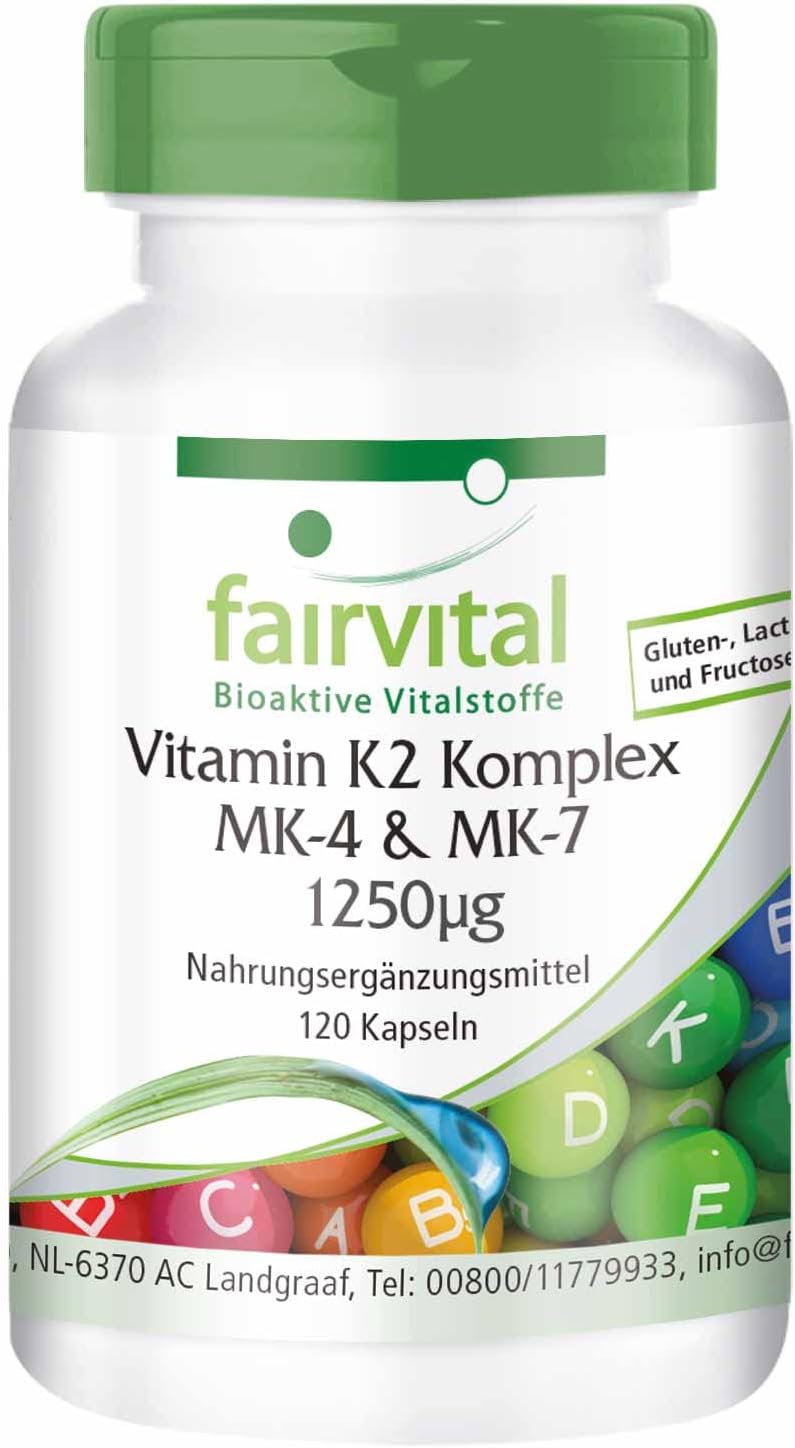 Vitamin K2 MK4 & MK7 Complex 1250mcg Bulk Pack for 4 Months Vegan