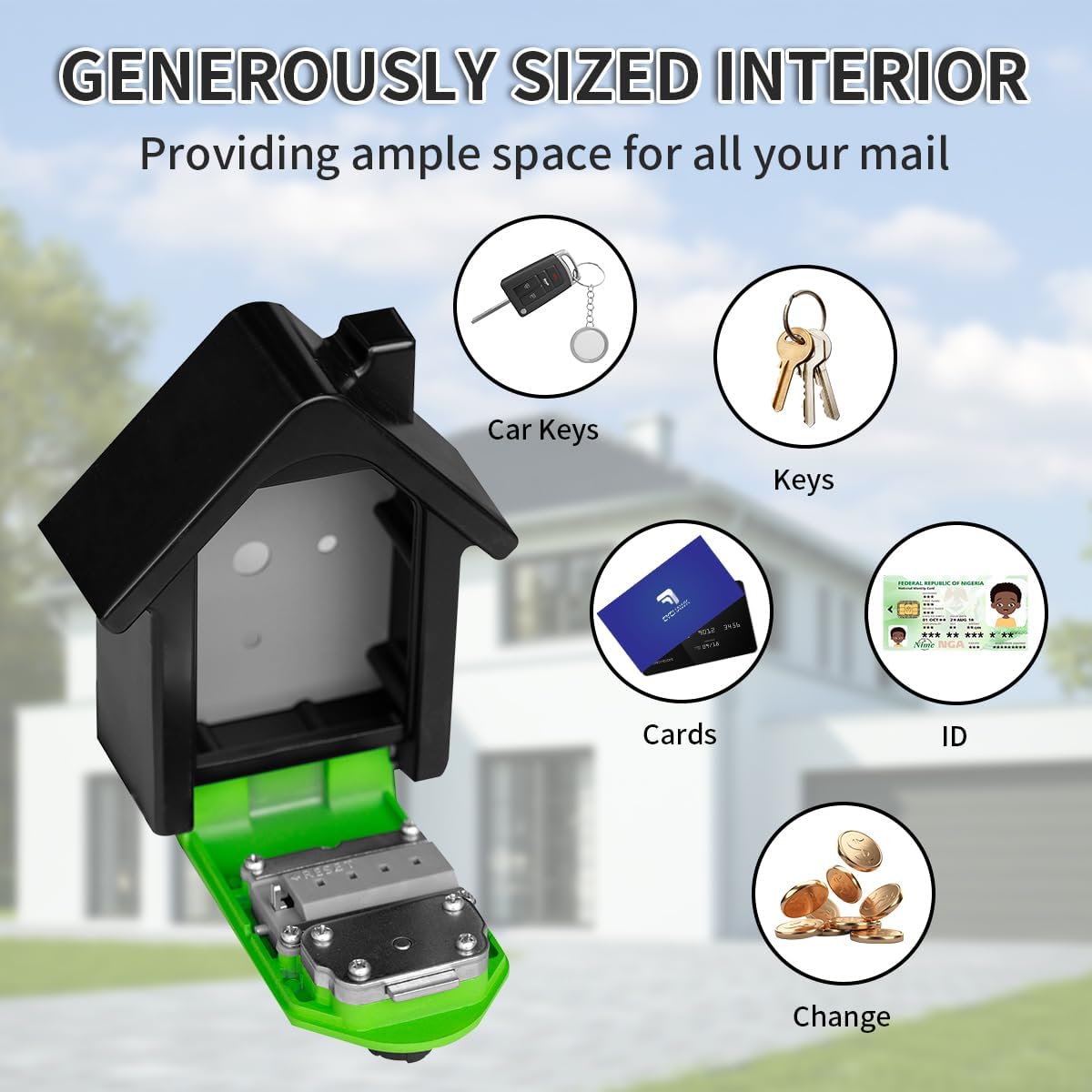 Key Lock Box with Combination lock & Key lock, Portable Large Capacity Key Storage Box Wall Mounted, Resettable Code, Waterproof Security Lock Box for Home, Office, Garage, Realtors Green(1 Pack)