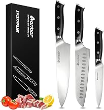 Chef Knife Set Professional Kitchen Knife Set 3-Piece with Japanese Knife, 8" Chef's Knife & 7"Santoku Knife& 5" Utility Knife, Black Sharp Kitchen Knife Set, 5cr15mov High Carbon Stainless Steel