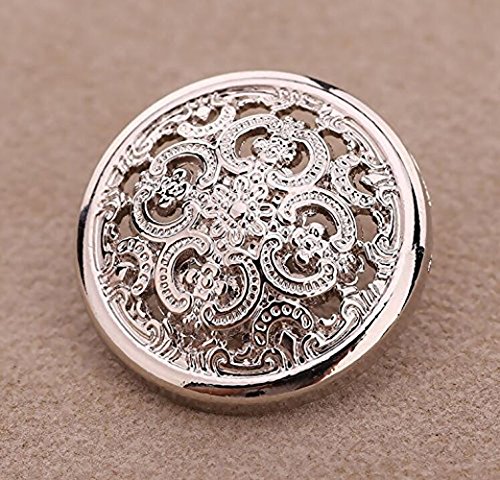 10Pcs Clothes Button - Retro Hollow Sewing Button Shank Round Shaped Metal Button Set For Men Women Blazer, Coat, Uniform, Shirt, Suit And Jacket (Silver, 25Mm) #TOP1