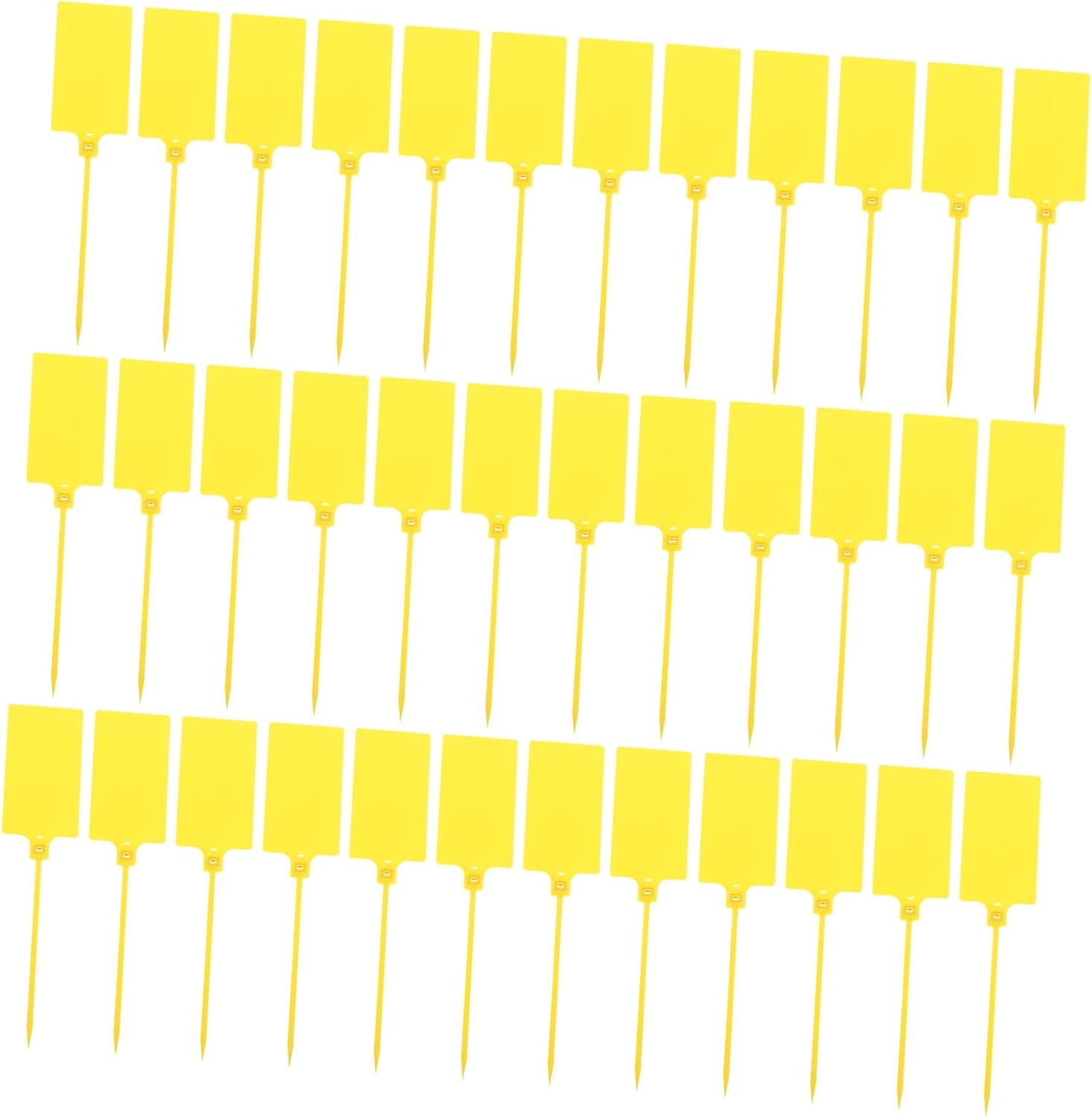 FRCOLOR 100Pcs Yellow Plastic Shipping Labels Tags with String 5.8X100Mm Cable Wire Tags for Packaging and Luggage Labeling