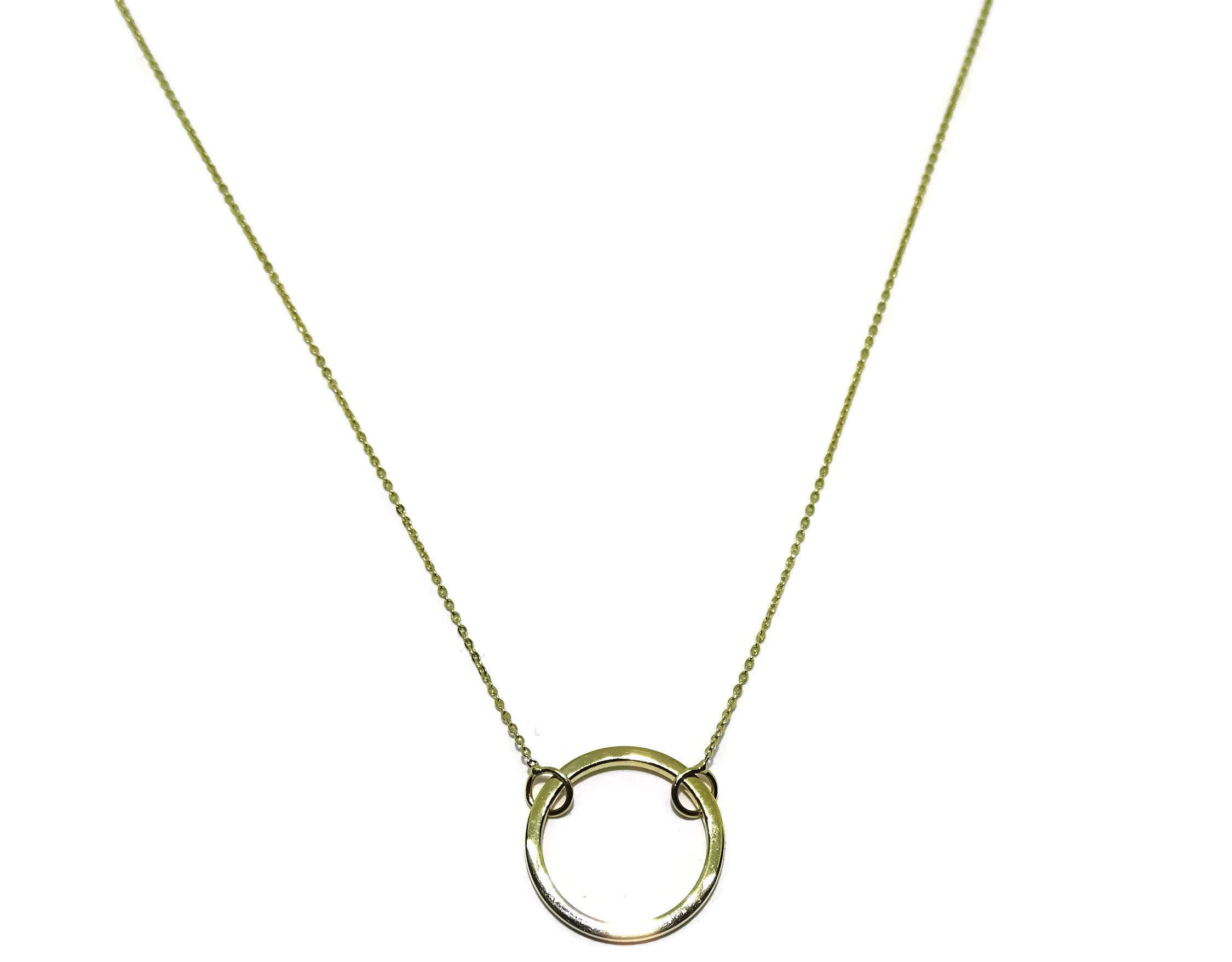 Naszyjnik Karma 18K Gold | zawieszka Circle 42cm link chain | Fashion choker | Biżuteria designerska | 1.50g żółtego złota | Damski prezent na rocznicę | Prezent na Dzień Matki | Prezent na Walentynki |