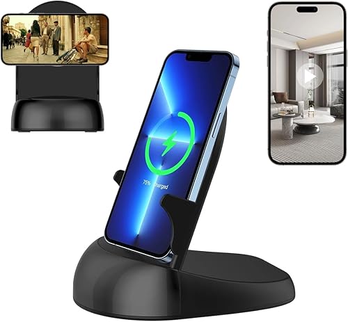 FHD 1080p Cámara domo WiFi cargador de teléfono inalámbrico, cámara de seguridad interior con movimiento activado, (lente rotativa), ángulo de