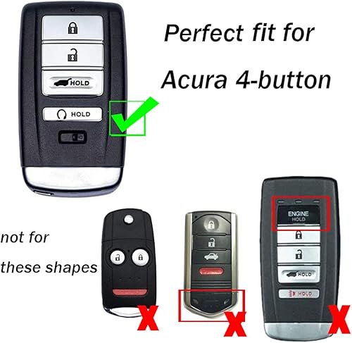 Miniatura 3 de ontto Funda para llavero Acura CDX NSX RDX RDX, de cuero, con 4 botones, color azul