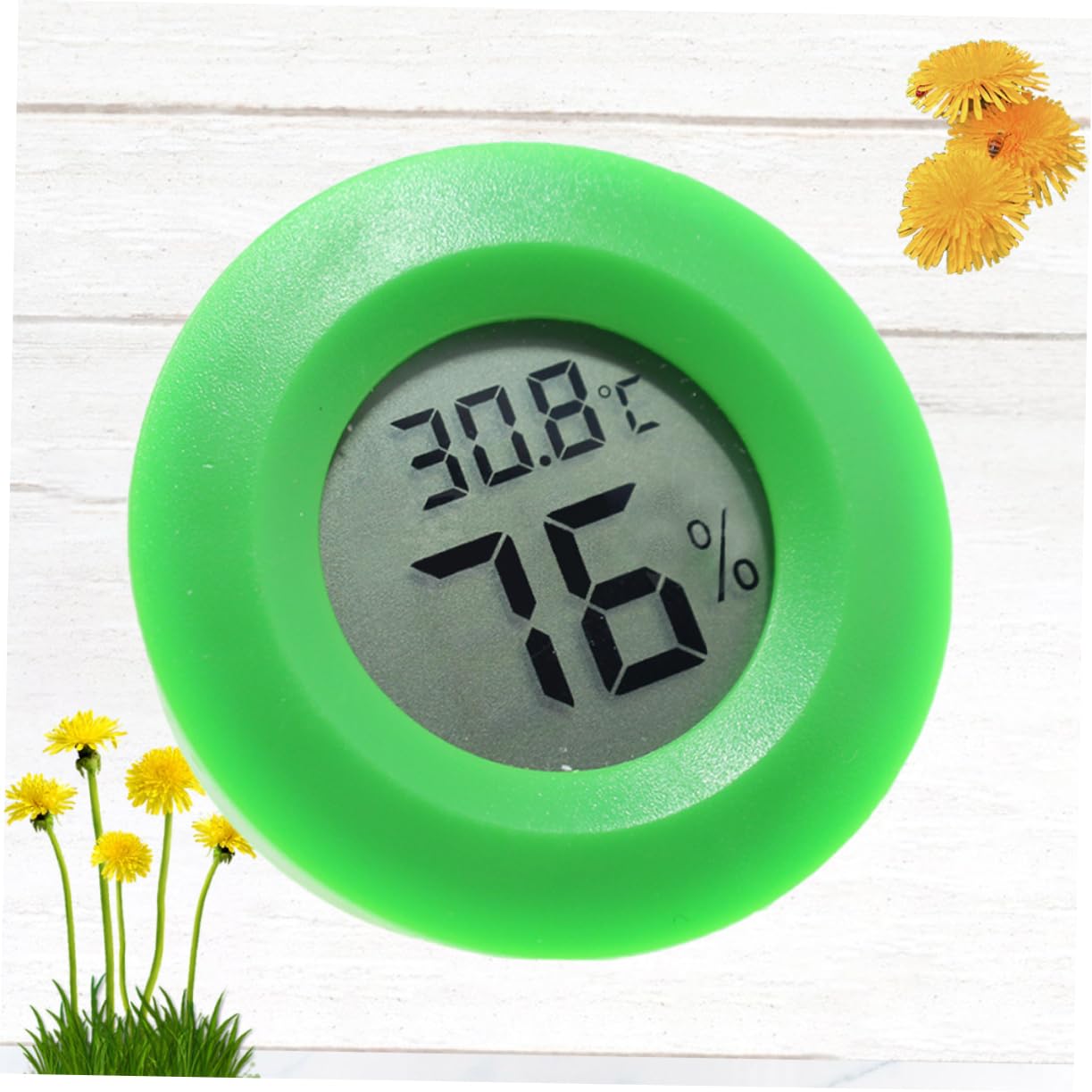 Abaodam Digital Thermometer Hygrometer for Reptile Box Round Shaped Temperature Humidity Compact for Home Office and Pet Environments Green