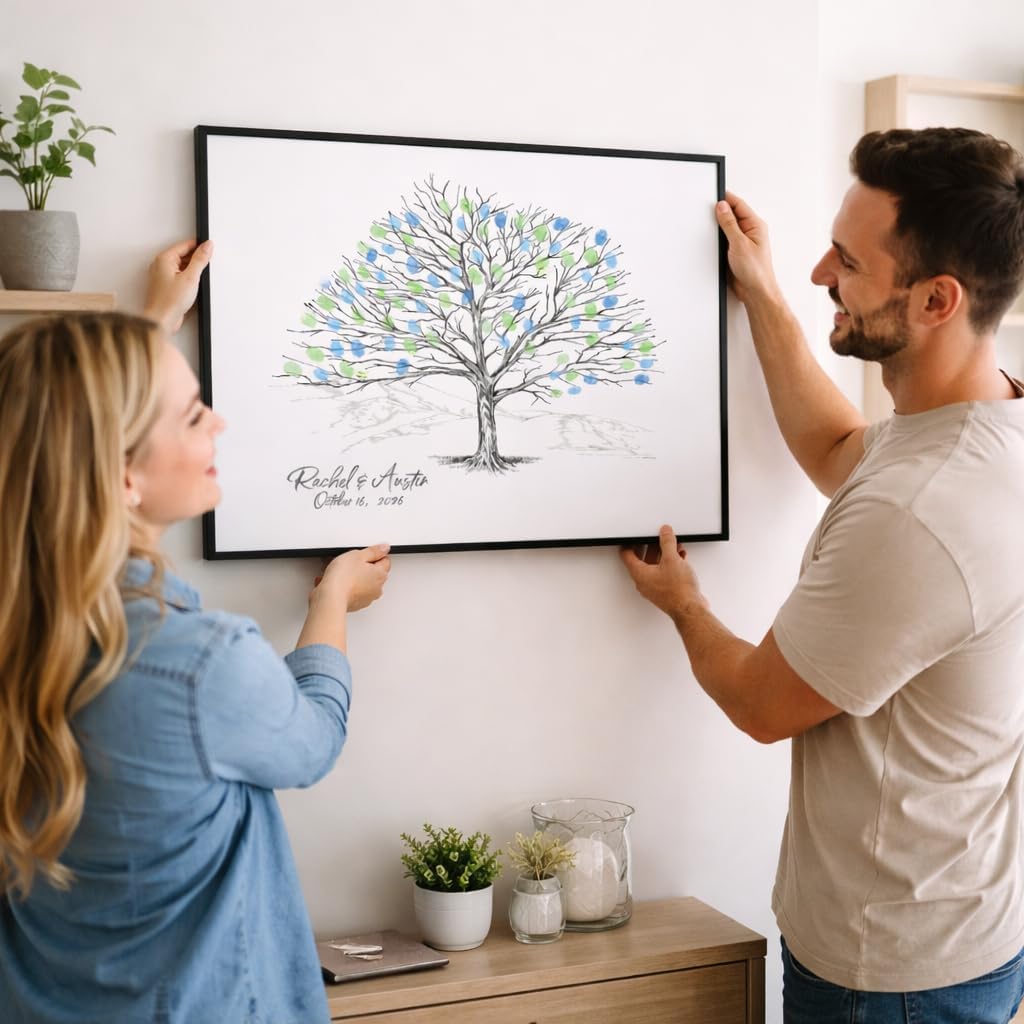 Guestbook Tree, Elm Tree Thumbprint Wedding Guest Book Alternative (Guestbook Sizes: 13" x 19" to 24" x 36")