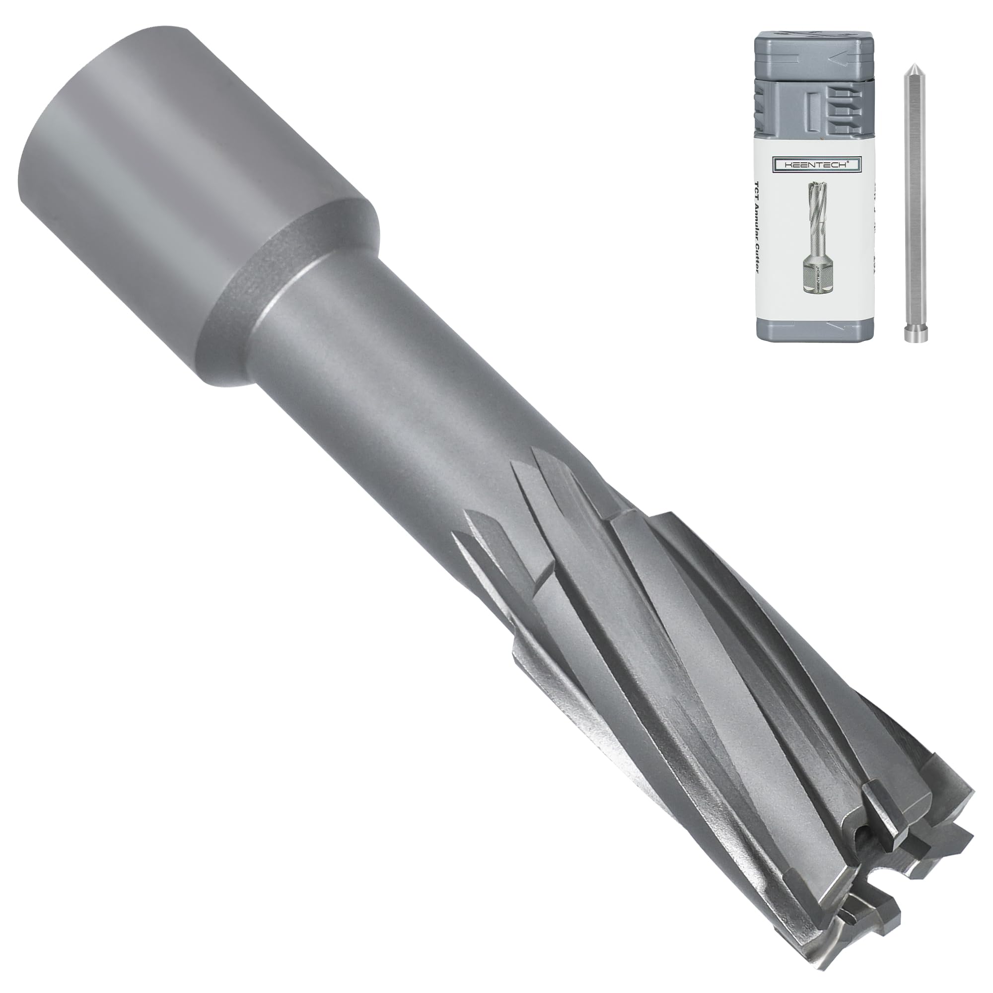 KEENTECH Carbide-Tipped Annular Cutter, 11/16" Diameter x 2" Depth, 3/4" Weldon Shank (2 Flat), High Speed Cutting TCT Mag Drill Bit with Pilot Pin
