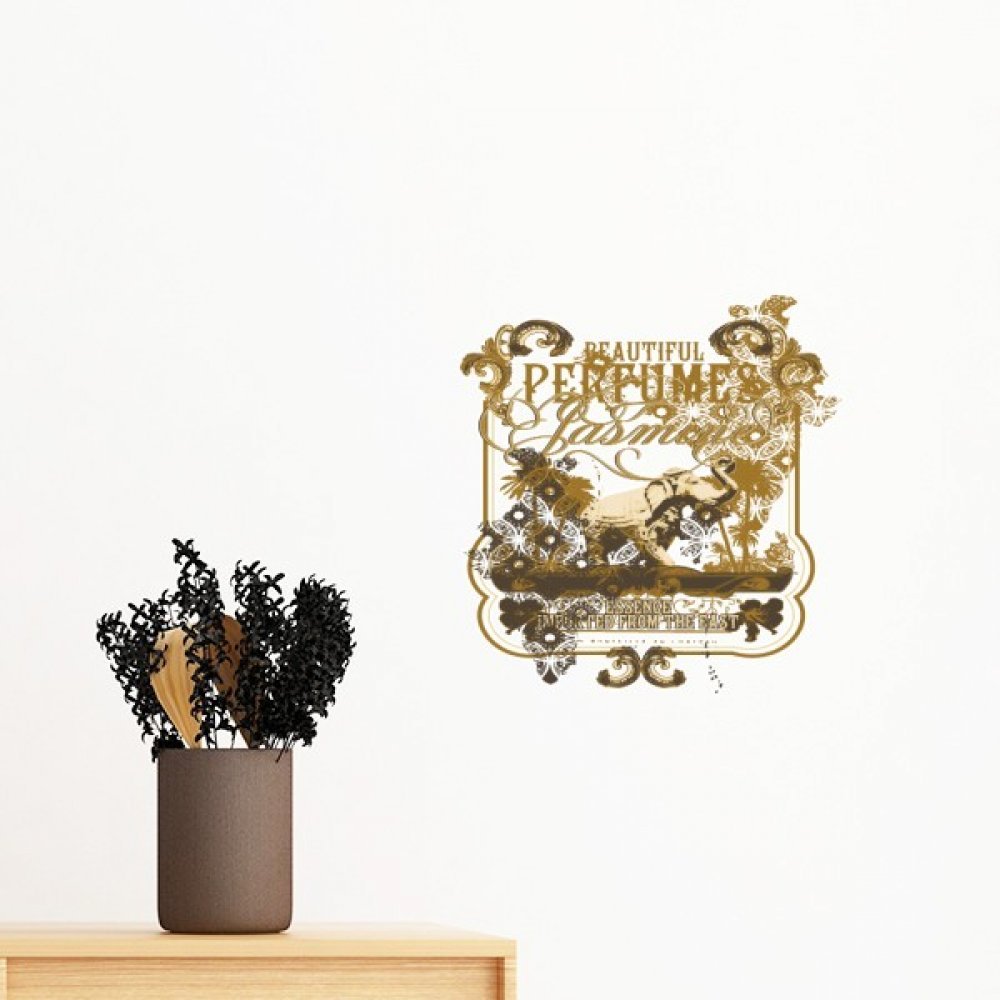 Sticker mural éléphant tropical style européen 35cm pour chambre